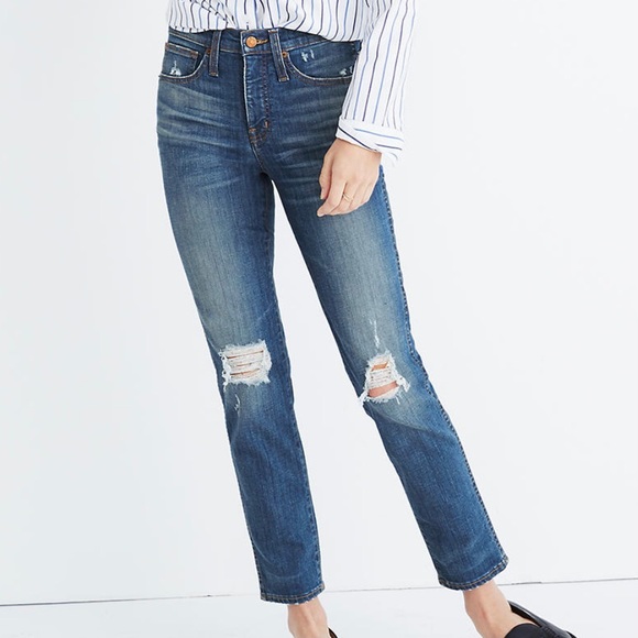 Madewell Denim - Madewell Slim Straight Distressed Jeans Size 32TL